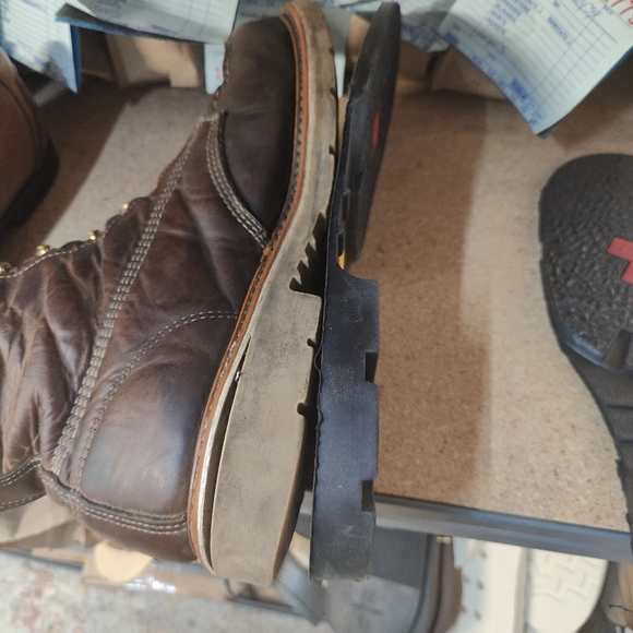 Industrial Work Boots Resoled with Vibram Alpha #1318 Oil Resistant Heel Defined - Picture 8 of 15